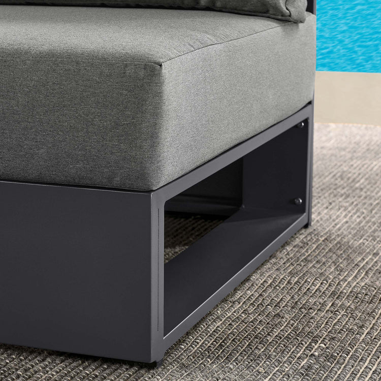 Tahoe Outdoor Patio Powder-Coated Aluminum Modular Armless Chair - Gray Charcoal