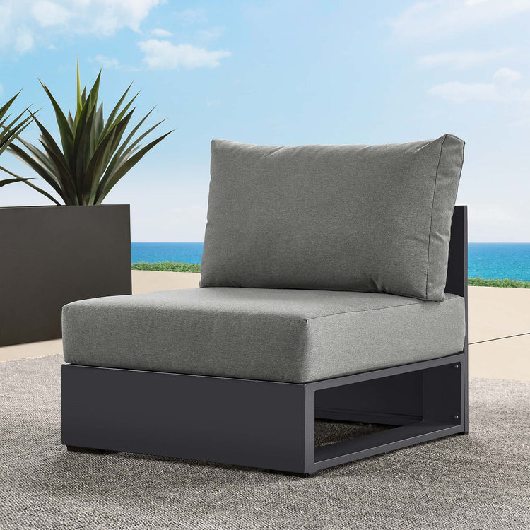 Tahoe Outdoor Patio Powder-Coated Aluminum Modular Armless Chair - Gray Charcoal