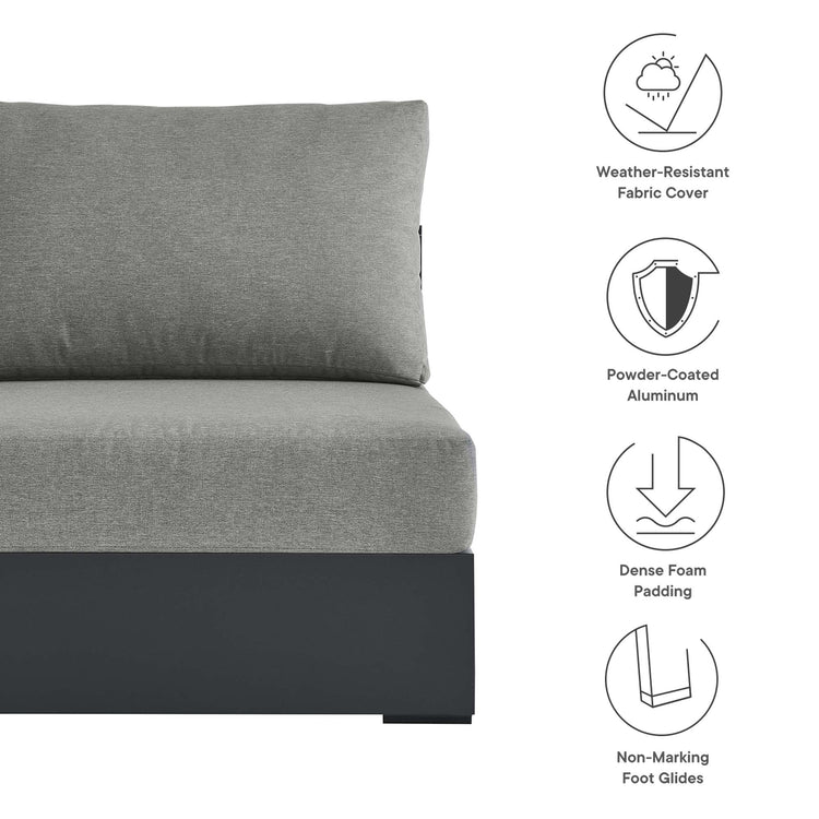 Tahoe Outdoor Patio Powder-Coated Aluminum Modular Armless Chair - Gray Gray