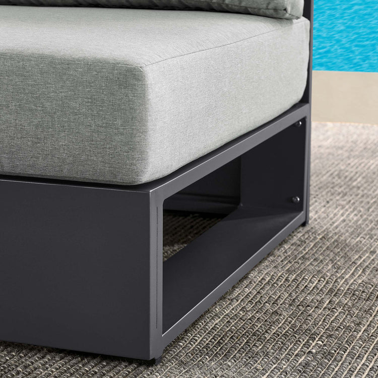 Tahoe Outdoor Patio Powder-Coated Aluminum Modular Armless Chair - Gray Gray