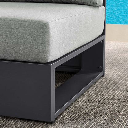 Tahoe Outdoor Patio Powder-Coated Aluminum Modular Armless Chair - Gray Gray