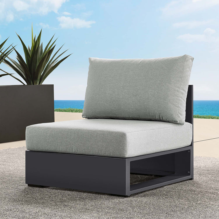 Tahoe Outdoor Patio Powder-Coated Aluminum Modular Armless Chair - Gray Gray