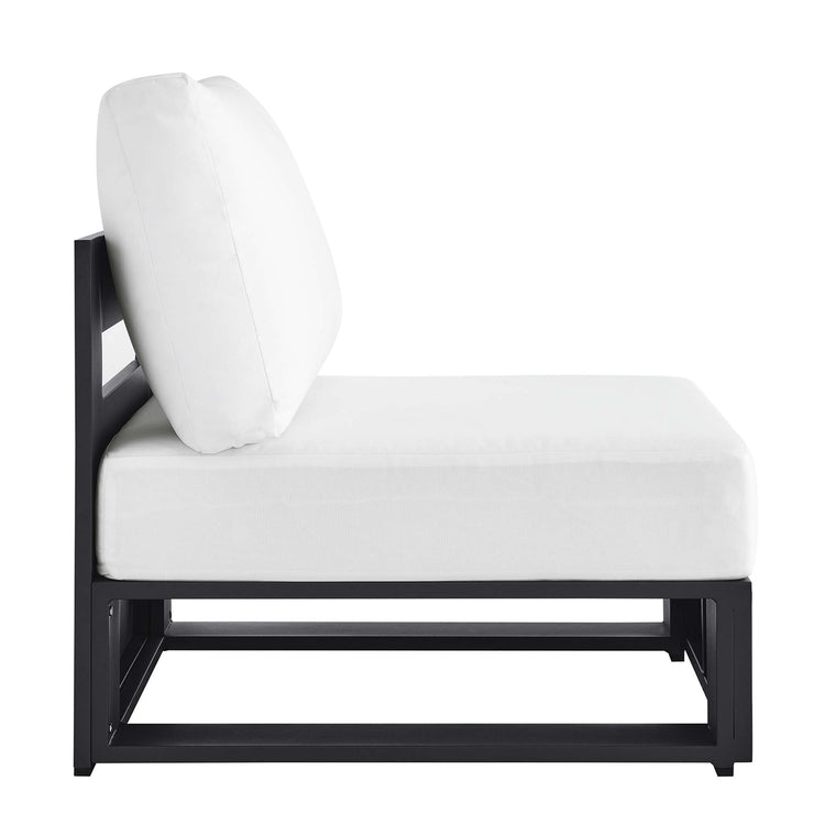 Tahoe Outdoor Patio Powder-Coated Aluminum Modular Armless Chair - Gray White