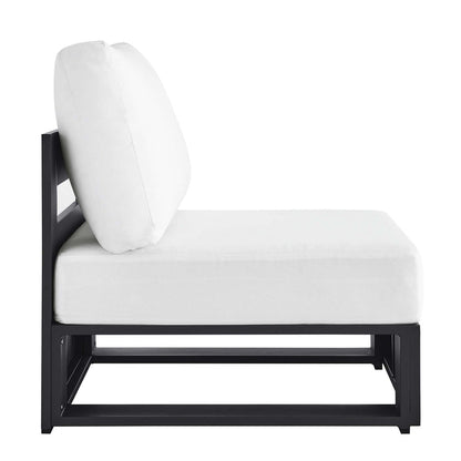 Tahoe Outdoor Patio Powder-Coated Aluminum Modular Armless Chair - Gray White