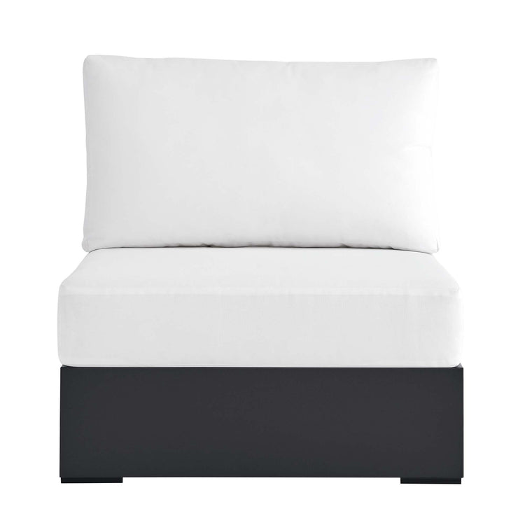 Tahoe Outdoor Patio Powder-Coated Aluminum Modular Armless Chair - Gray White