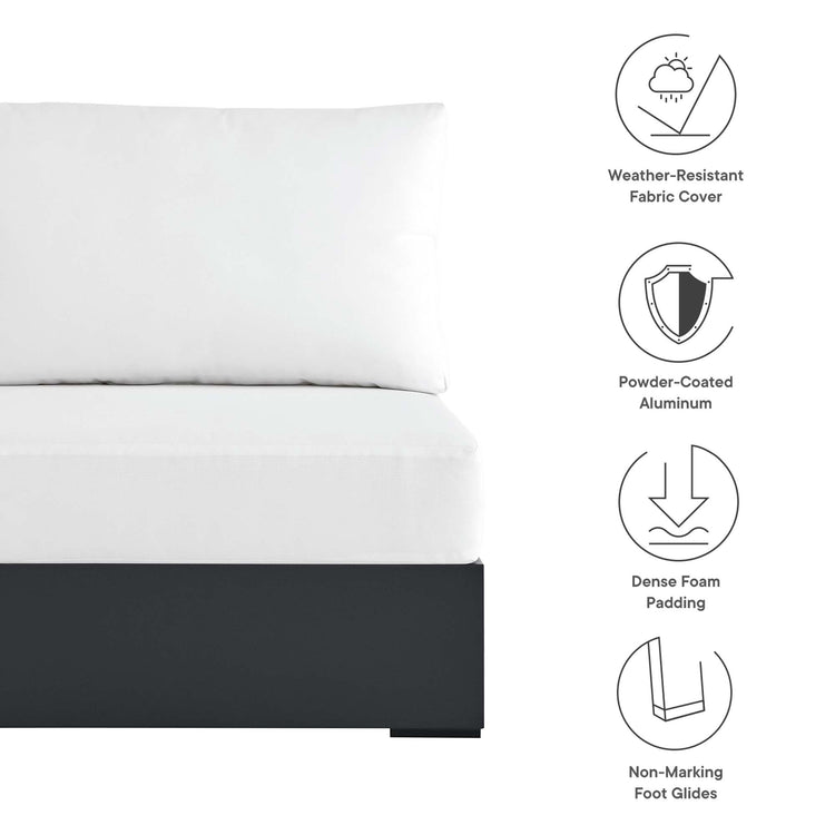 Tahoe Outdoor Patio Powder-Coated Aluminum Modular Armless Chair - Gray White