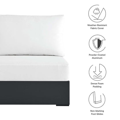 Tahoe Outdoor Patio Powder-Coated Aluminum Modular Armless Chair - Gray White