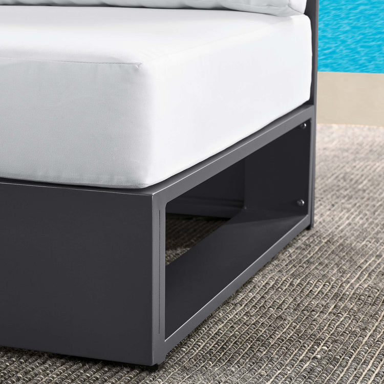 Tahoe Outdoor Patio Powder-Coated Aluminum Modular Armless Chair - Gray White