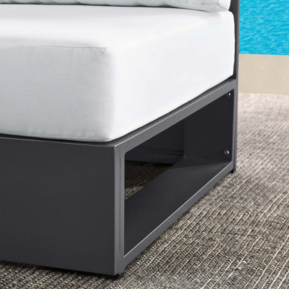 Tahoe Outdoor Patio Powder-Coated Aluminum Modular Armless Chair - Gray White