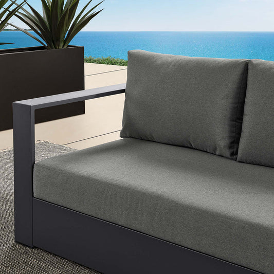 Tahoe Outdoor Patio Powder-Coated Aluminum Modular Left-Facing Loveseat - Gray Charcoal