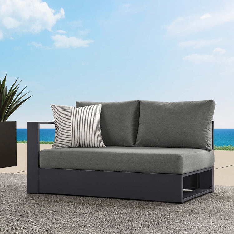 Tahoe Outdoor Patio Powder-Coated Aluminum Modular Left-Facing Loveseat - Gray Charcoal