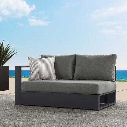 Tahoe Outdoor Patio Powder-Coated Aluminum Modular Left-Facing Loveseat - Gray Charcoal
