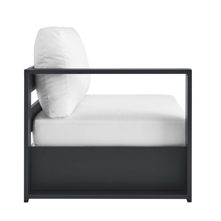 Tahoe Outdoor Patio Powder-Coated Aluminum Modular Left-Facing Loveseat - Gray White