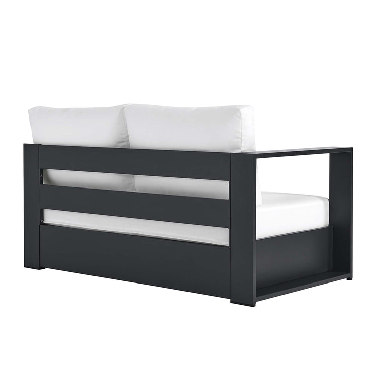 Tahoe Outdoor Patio Powder-Coated Aluminum Modular Left-Facing Loveseat - Gray White