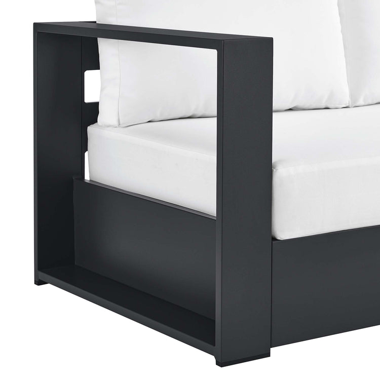 Tahoe Outdoor Patio Powder-Coated Aluminum Modular Left-Facing Loveseat - Gray White