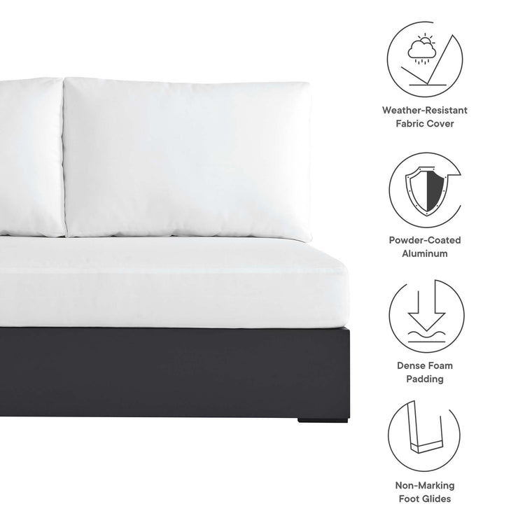 Tahoe Outdoor Patio Powder-Coated Aluminum Modular Left-Facing Loveseat - Gray White