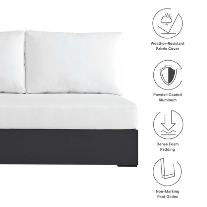 Tahoe Outdoor Patio Powder-Coated Aluminum Modular Left-Facing Loveseat - Gray White