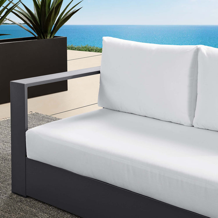 Tahoe Outdoor Patio Powder-Coated Aluminum Modular Left-Facing Loveseat - Gray White