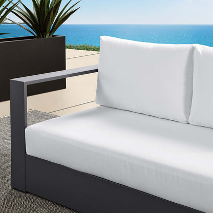 Tahoe Outdoor Patio Powder-Coated Aluminum Modular Left-Facing Loveseat - Gray White