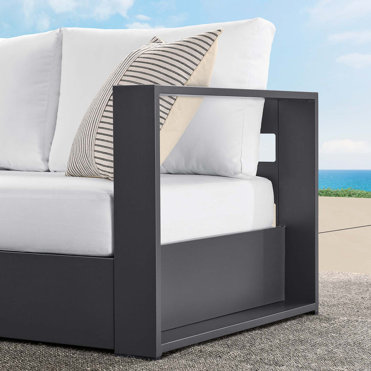 Tahoe Outdoor Patio Powder-Coated Aluminum Modular Right-Facing Loveseat - Gray White
