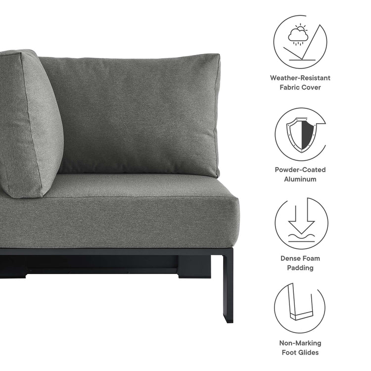 Tahoe Outdoor Patio Powder-Coated Aluminum Modular Corner Chair - Gray Charcoal