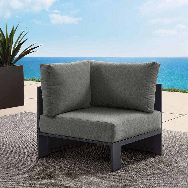 Tahoe Outdoor Patio Powder-Coated Aluminum Modular Corner Chair - Gray Charcoal