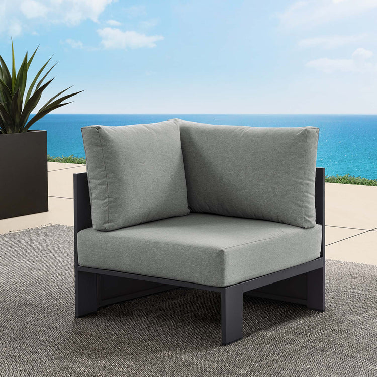 Tahoe Outdoor Patio Powder-Coated Aluminum Modular Corner Chair - Gray Gray