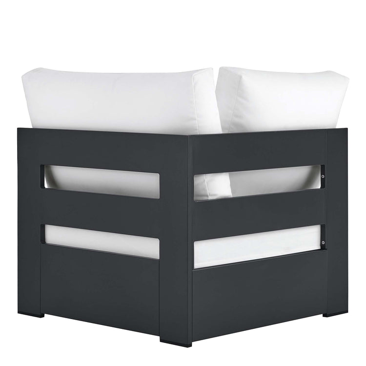 Tahoe Outdoor Patio Powder-Coated Aluminum Modular Corner Chair - Gray White