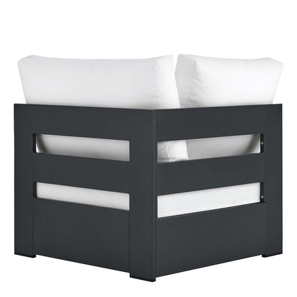 Tahoe Outdoor Patio Powder-Coated Aluminum Modular Corner Chair - Gray White
