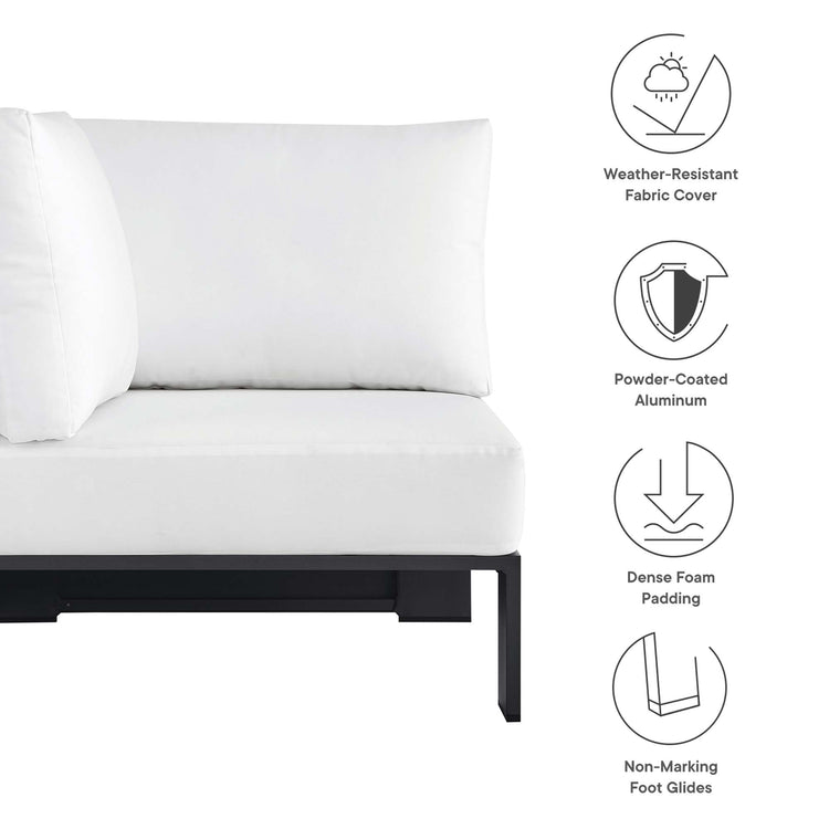 Tahoe Outdoor Patio Powder-Coated Aluminum Modular Corner Chair - Gray White