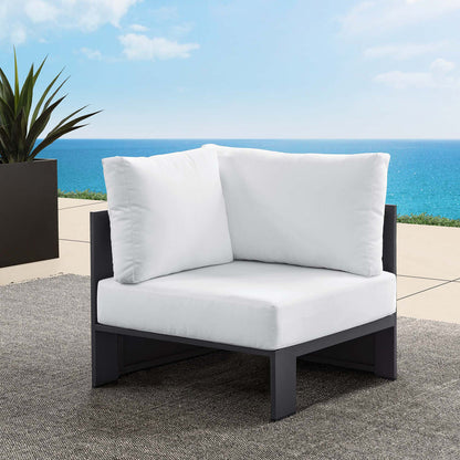 Tahoe Outdoor Patio Powder-Coated Aluminum Modular Corner Chair - Gray White