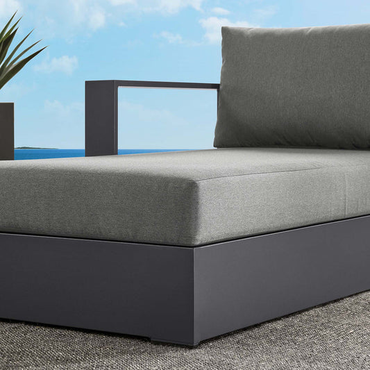 Tahoe Outdoor Patio Powder-Coated Aluminum Modular Left-Facing Chaise Lounge - Gray Charcoal