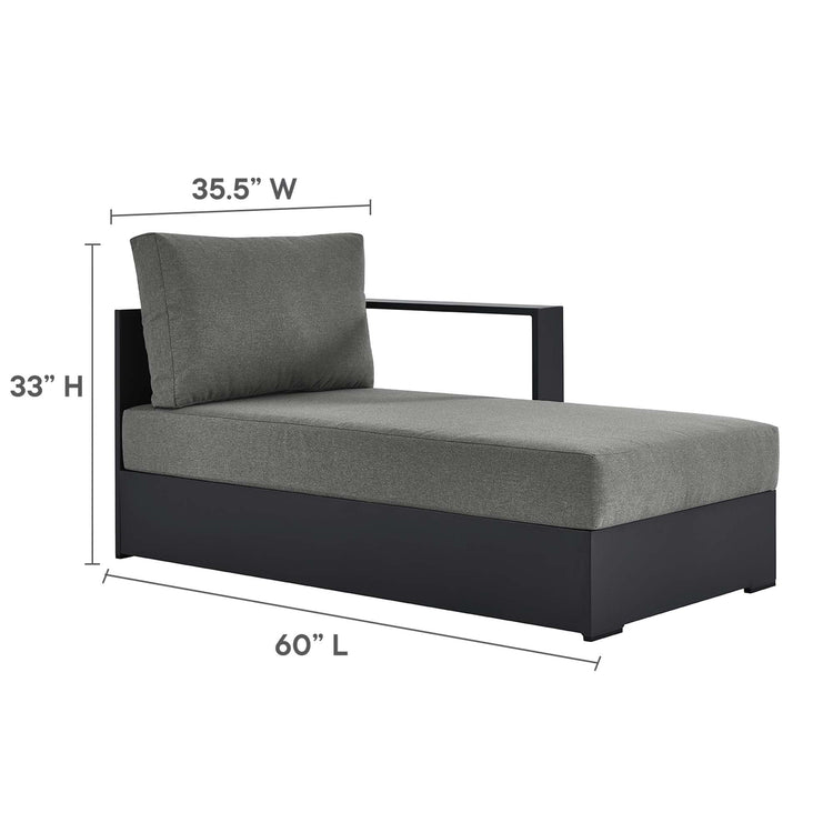 Tahoe Outdoor Patio Powder-Coated Aluminum Modular Right-Facing Chaise Lounge - Gray Charcoal