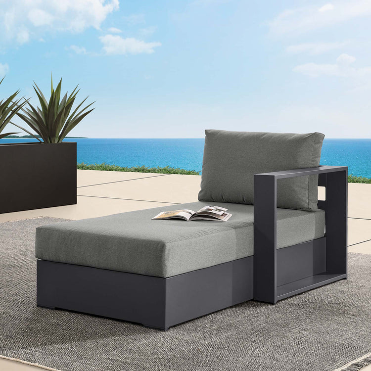 Tahoe Outdoor Patio Powder-Coated Aluminum Modular Right-Facing Chaise Lounge - Gray Charcoal