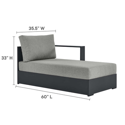 Tahoe Outdoor Patio Powder-Coated Aluminum Modular Right-Facing Chaise Lounge - Gray Gray