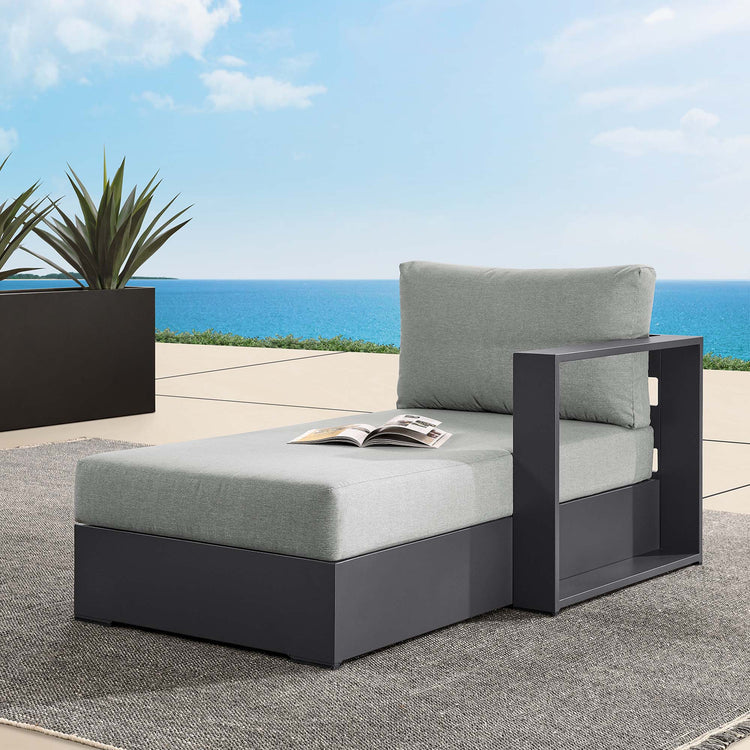 Tahoe Outdoor Patio Powder-Coated Aluminum Modular Right-Facing Chaise Lounge - Gray Gray