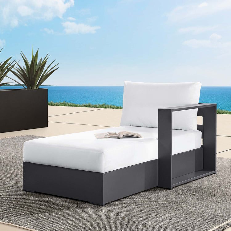 Tahoe Outdoor Patio Powder-Coated Aluminum Modular Right-Facing Chaise Lounge - Gray White