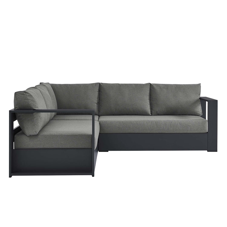 Tahoe 3-Piece Outdoor Patio Powder-Coated Aluminum Sectional Sofa Set - Gray Charcoal