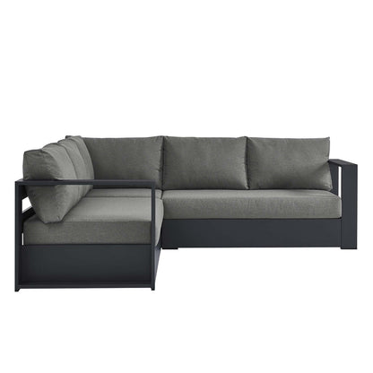 Tahoe 3-Piece Outdoor Patio Powder-Coated Aluminum Sectional Sofa Set - Gray Charcoal