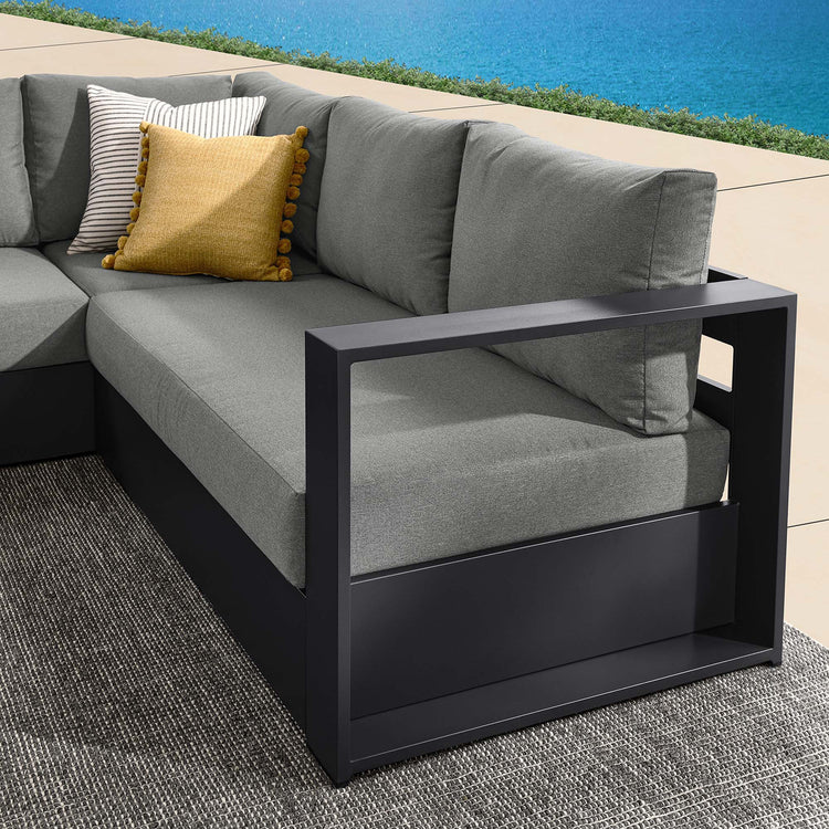 Tahoe 3-Piece Outdoor Patio Powder-Coated Aluminum Sectional Sofa Set - Gray Charcoal