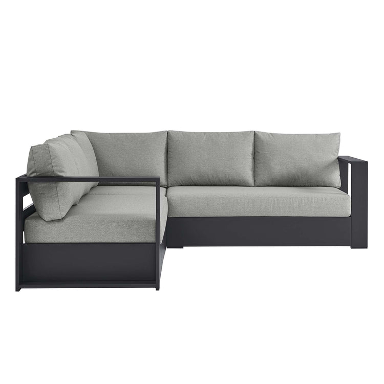 Tahoe 3-Piece Outdoor Patio Powder-Coated Aluminum Sectional Sofa Set - Gray Gray