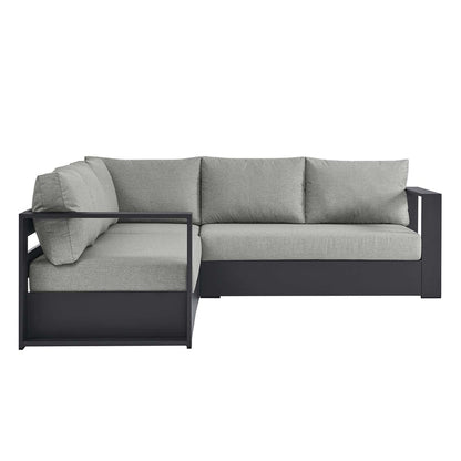 Tahoe 3-Piece Outdoor Patio Powder-Coated Aluminum Sectional Sofa Set - Gray Gray