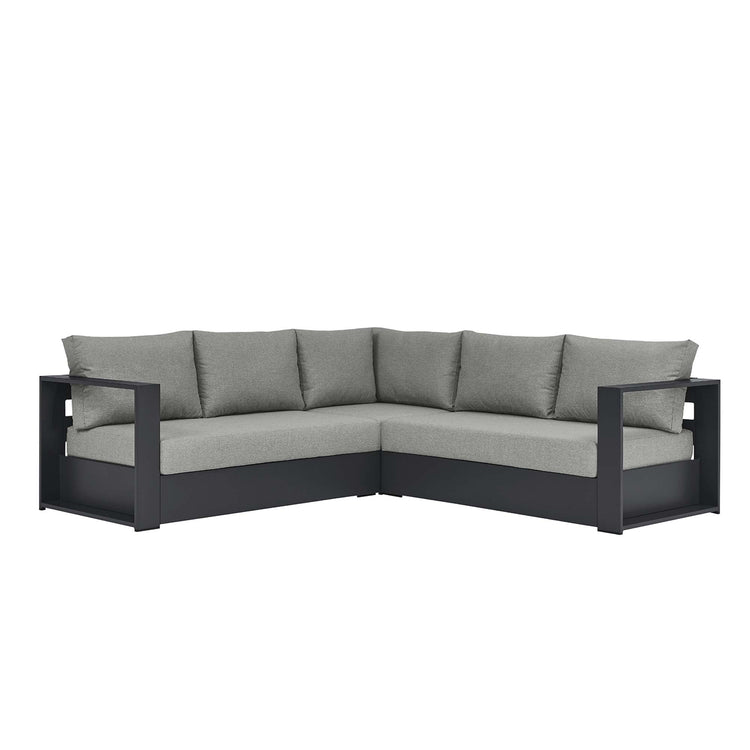 Tahoe 3-Piece Outdoor Patio Powder-Coated Aluminum Sectional Sofa Set - Gray Gray