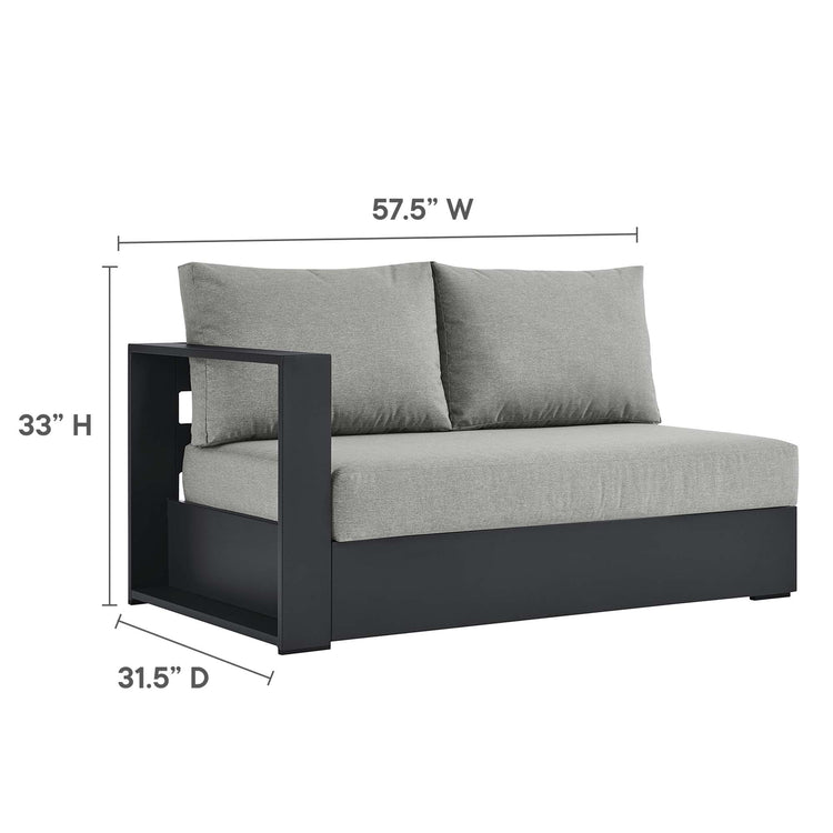 Tahoe 3-Piece Outdoor Patio Powder-Coated Aluminum Sectional Sofa Set - Gray Gray