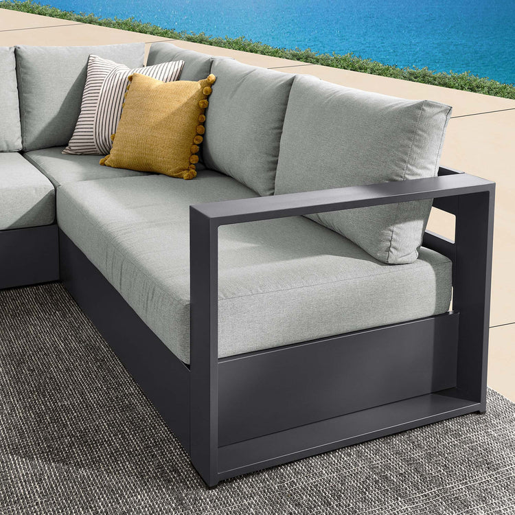 Tahoe 3-Piece Outdoor Patio Powder-Coated Aluminum Sectional Sofa Set - Gray Gray