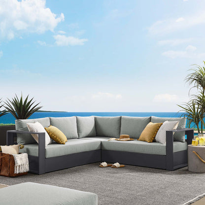Tahoe 3-Piece Outdoor Patio Powder-Coated Aluminum Sectional Sofa Set - Gray Gray