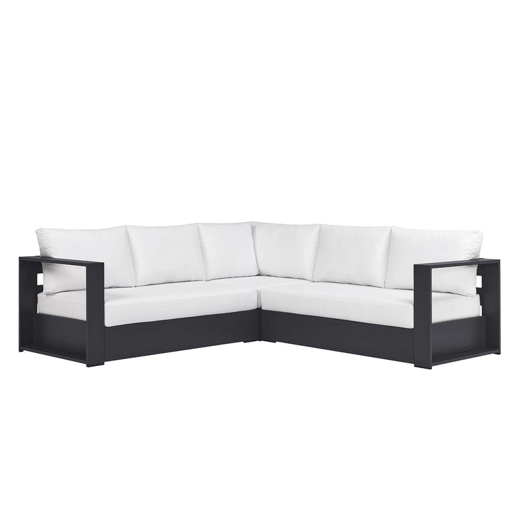 Tahoe 3-Piece Outdoor Patio Powder-Coated Aluminum Sectional Sofa Set - Gray White