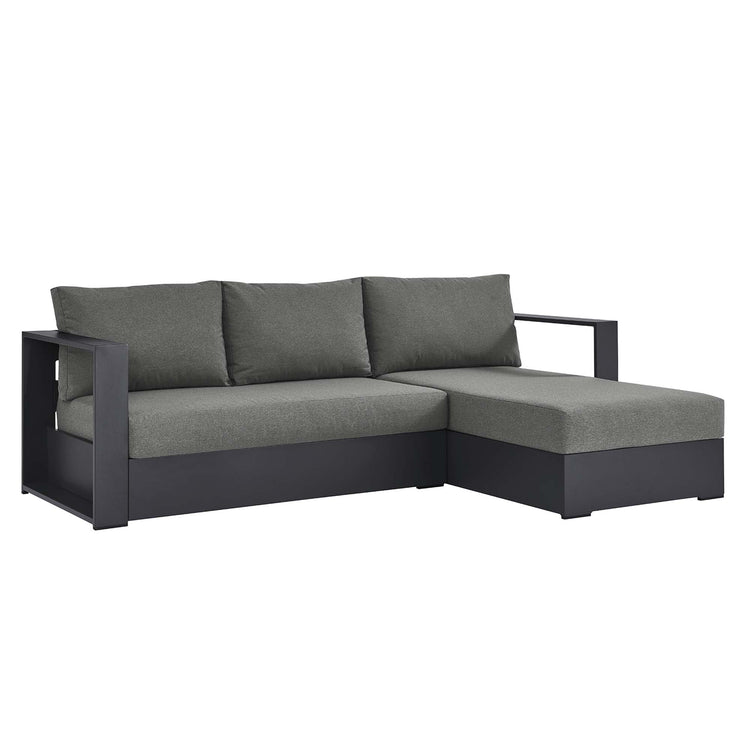 Tahoe 2-Piece Outdoor Patio Powder-Coated Aluminum Right-Facing Chaise Sectional Sofa Set - Gray Charcoal