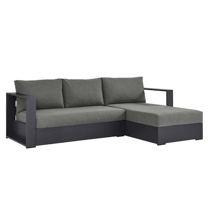 Tahoe 2-Piece Outdoor Patio Powder-Coated Aluminum Right-Facing Chaise Sectional Sofa Set - Gray Charcoal