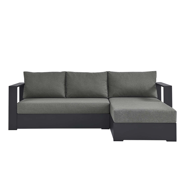 Tahoe 2-Piece Outdoor Patio Powder-Coated Aluminum Right-Facing Chaise Sectional Sofa Set - Gray Charcoal